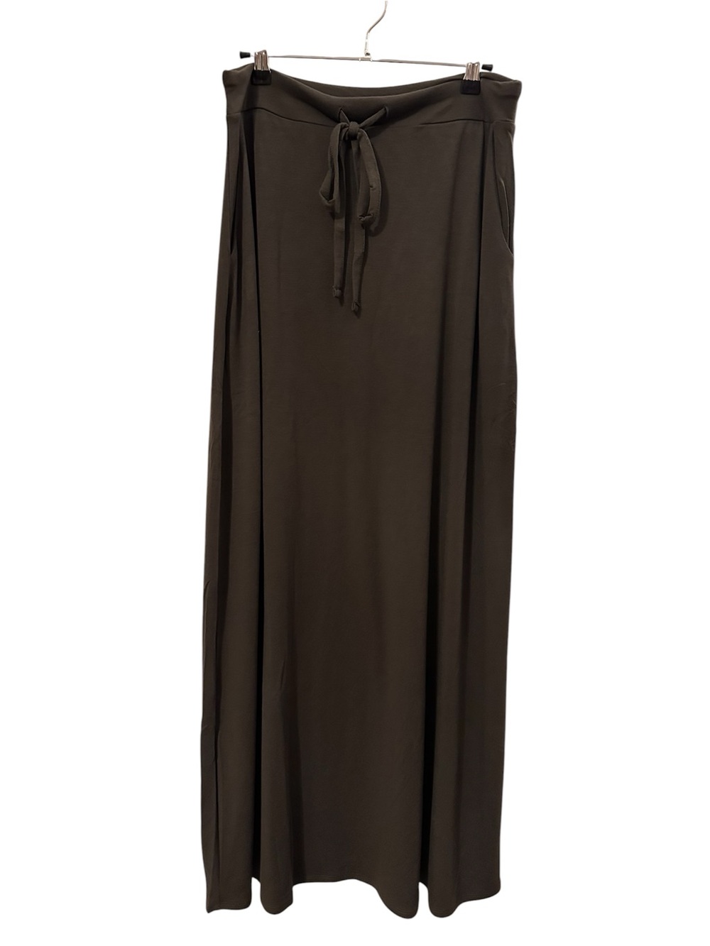 Women's Olive Drawstring Waist Maxi Skirt